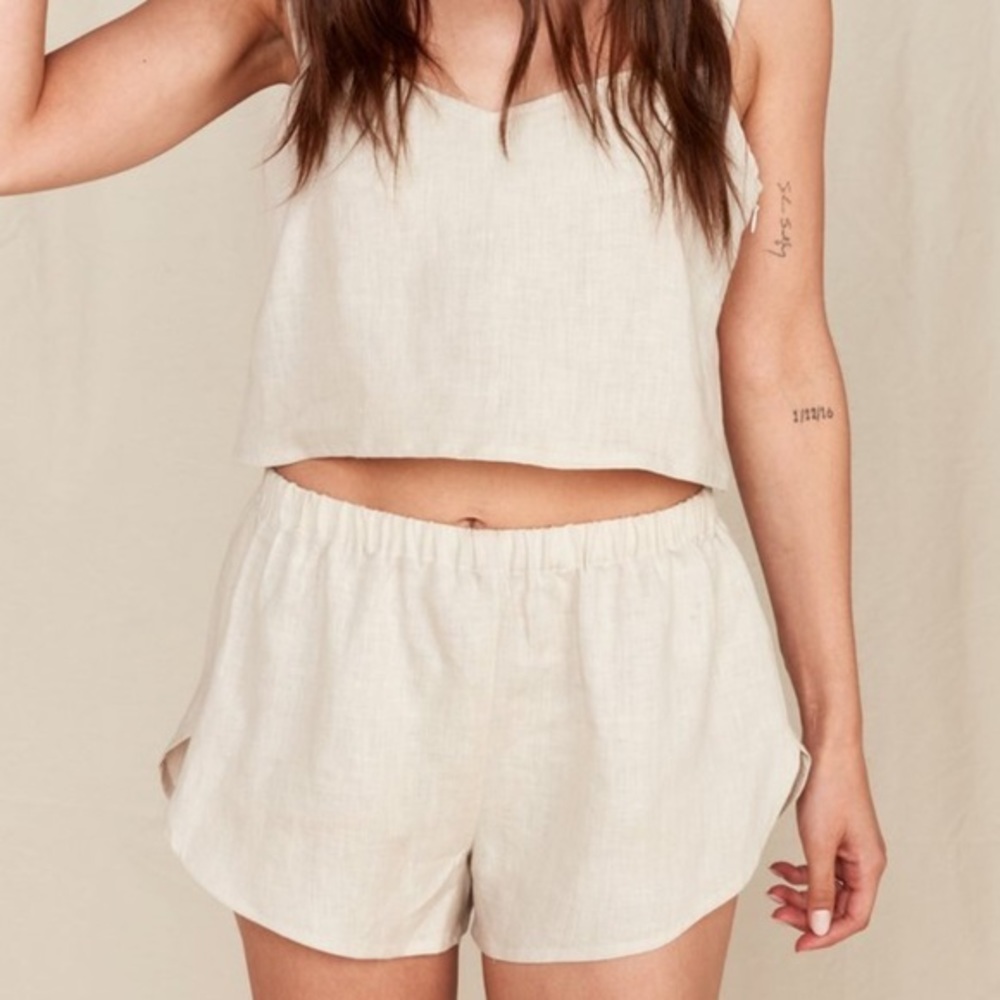 MATE the Label Cream Linen Shorts